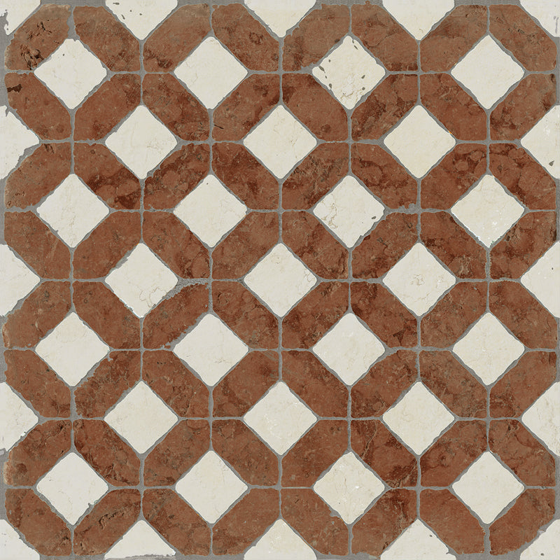 Unicom Marmorea Domus Aurea Rosso Deco 24x24 | Porcelain Rectified Tile | The Tile Alcove