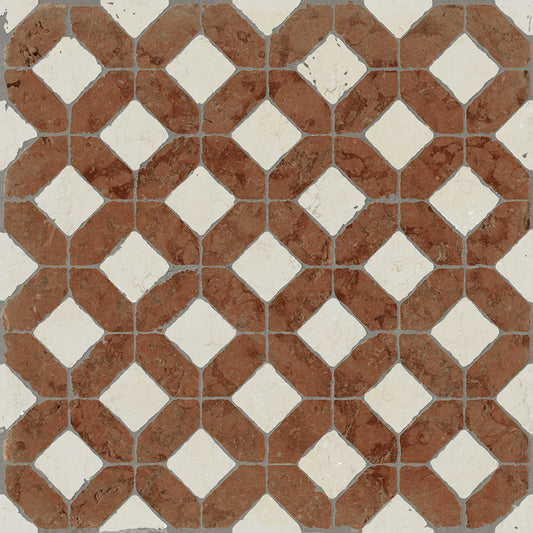 Unicom Marmorea Domus Aurea Rosso Deco 24x24 | Porcelain Rectified Tile | The Tile Alcove