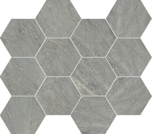 Unicom Marmorea Bardiglio Hex Mosaic | Porcelain Tile | Tile Alcove