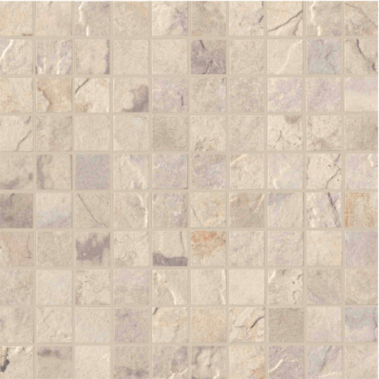 Unicom Starker - 1-1/4"x1-1/4" Natural Slate Winter Porcelain Mosaic Tile (12"x12" Sheet)