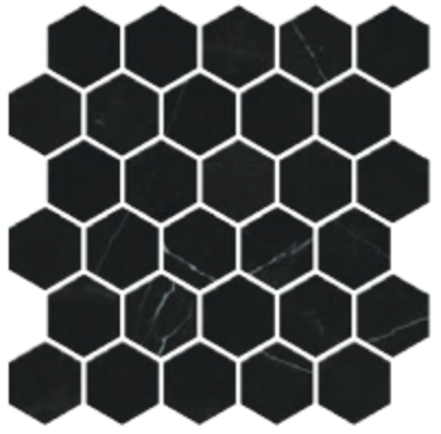 Gazzini - 2" MARQUINIA BLACK Hexagon Porcelain Mosaic Tile (Matte Finish - 0.86 S/F Per Sheet)