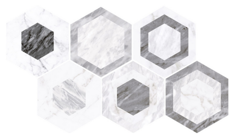 Equipe - 7"x8" Bardiglio GEOMETRIC PATTERN Hexagon Porcelain Tile