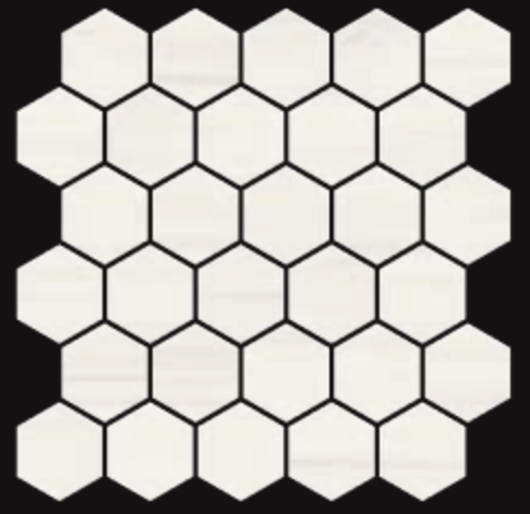 Gazzini - 2" White Dolomite Natural Matte Porcelain Hexagon Mosaic Tile (12"x12" Sheet)