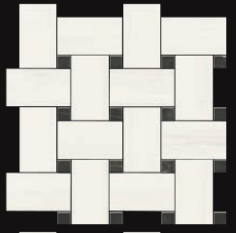 Gazzini - White Dolomite Natural Matte Porcelain Basketweave Mosaic Tile (12"x12" Sheet)