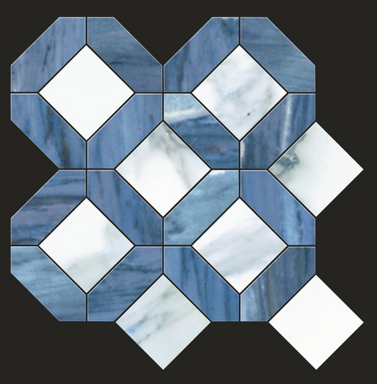 Gazzini 3D Marbles Series | Positano Blue Porcelain Antique Lux Mosaic Tile