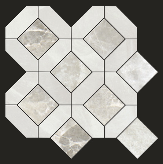 Gazzini 3D Marbles | Antique Portofino Antique Lux Porcelain Mosaic Tile | Tile Alcove