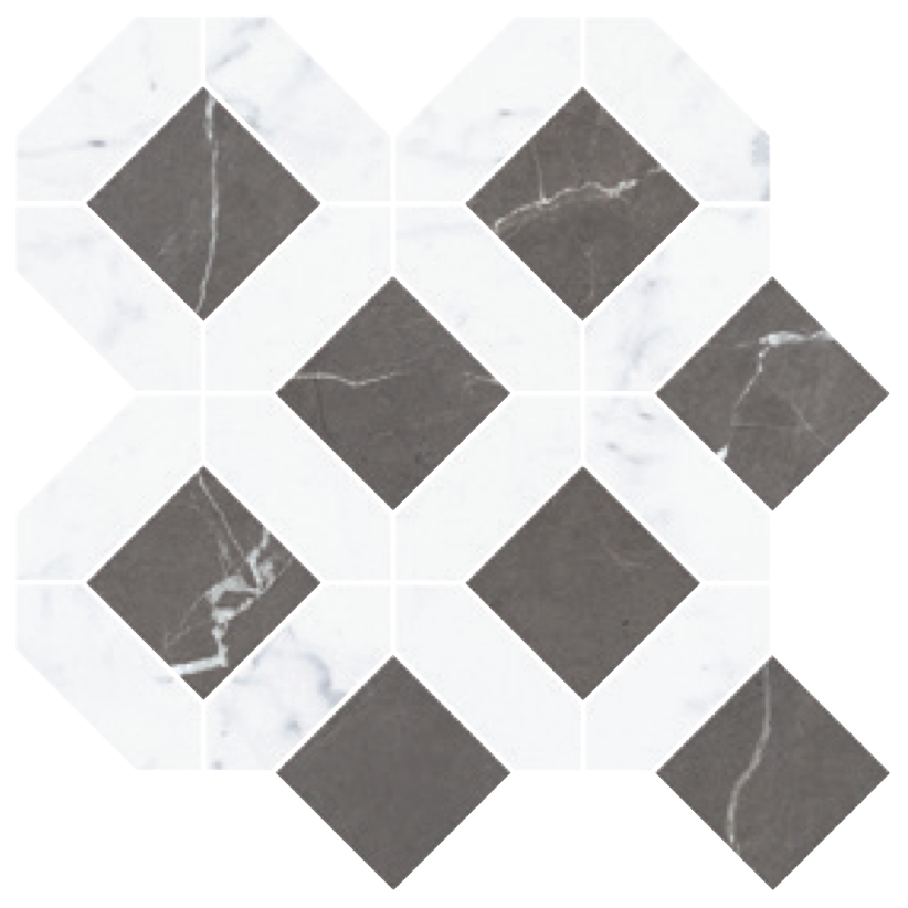 Gazzini 3D Marbles | New Style Dark Antique Lux Porcelain Mosaic Tile | Tile Alcove