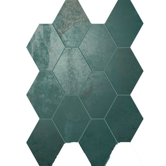 4"x4" Hex Mosaic Unicom Starker Oxid Series | Oxid Emerald Porcelain Tile | The Tile Alcove