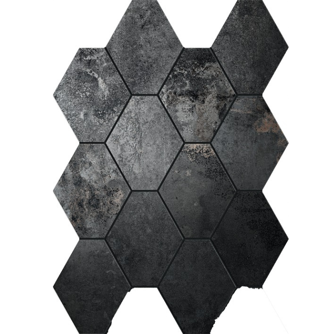 4"x4" Hex Mosaic Unicom Starker Oxid Series | Oxid Iron Porcelain Tile | The Tile Alcove