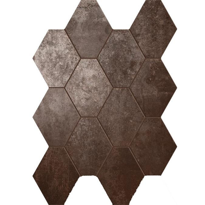 4"x4" Hex Mosaic Unicom Starker Oxid Series | Oxid Lava Porcelain Tile | The Tile Alcove