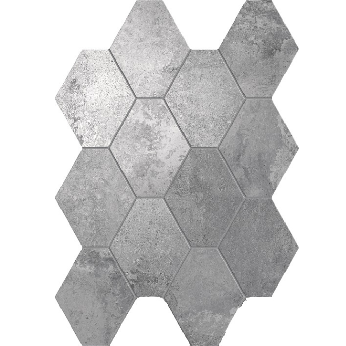 4"x4" Hex Mosaic Unicom Starker Oxid Series | Oxid Silver Porcelain Tile | The Tile Alcove